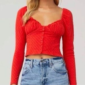 Free People Ladybug Long-Sleeve Top in Flame